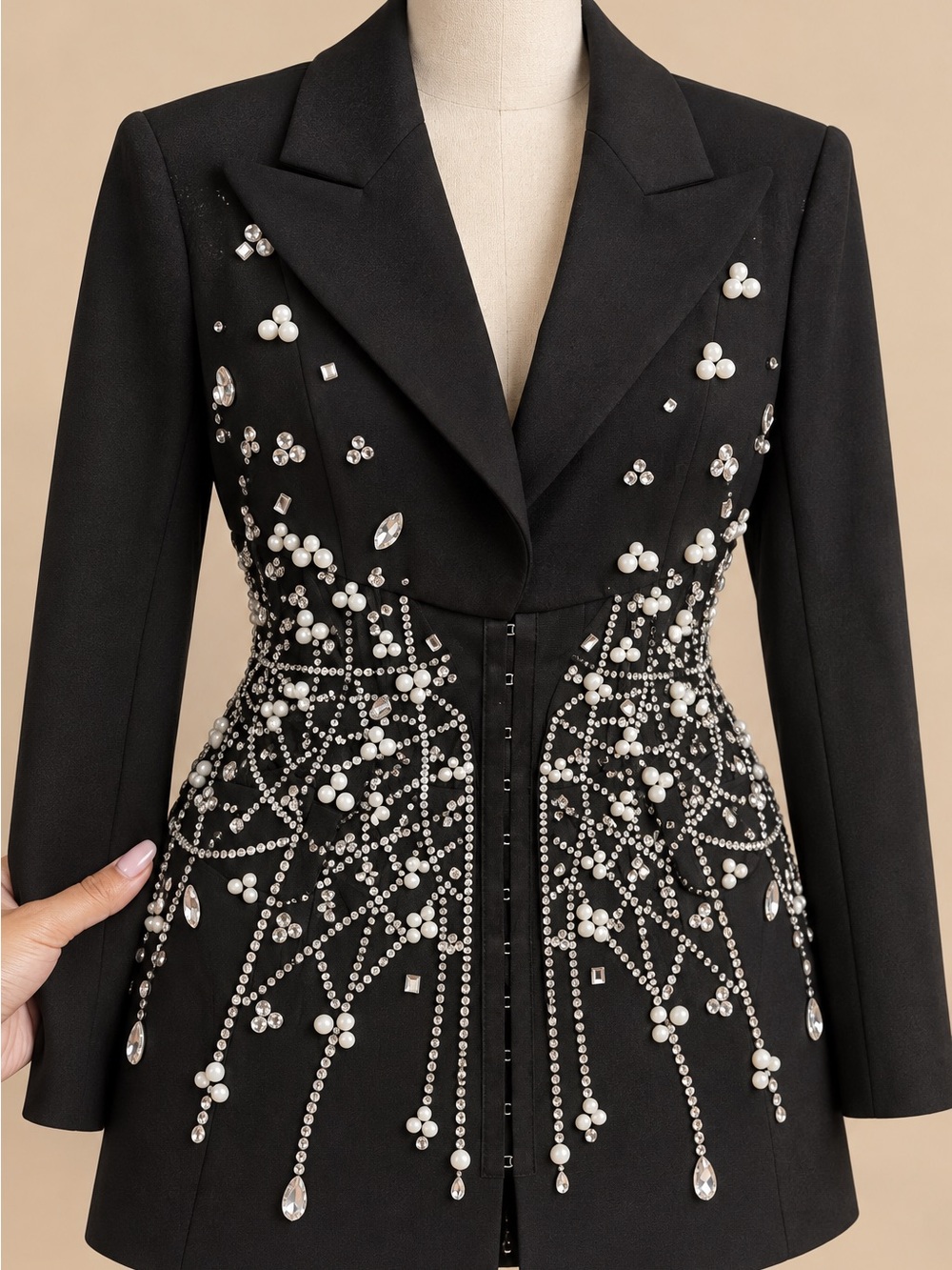Embellished Black Women's Tailored Blazer Jacket